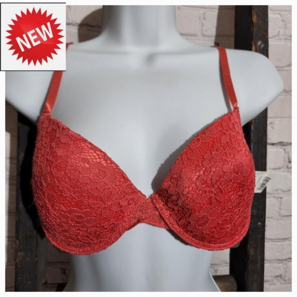 NWT Rene Rofe Cato 38B Bra Padded Pure Beauty Red Underwire